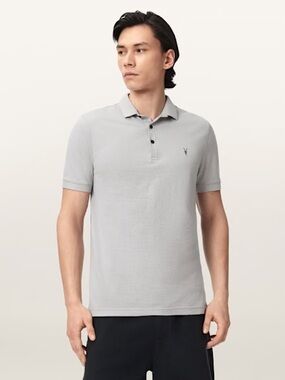 All Saints Slim Fit Grey Polo Size Medium